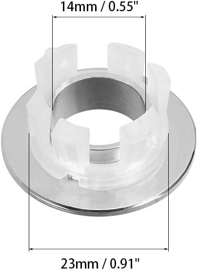 sourcing map Sink Basin Trim Overflow Cover Copper Insert in Hole Round Caps Silver Tone 3Pcs - Image 4