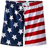 Kanu Surf Men's Big American Flag Extended Size Swim Trunks, Flag, 3X