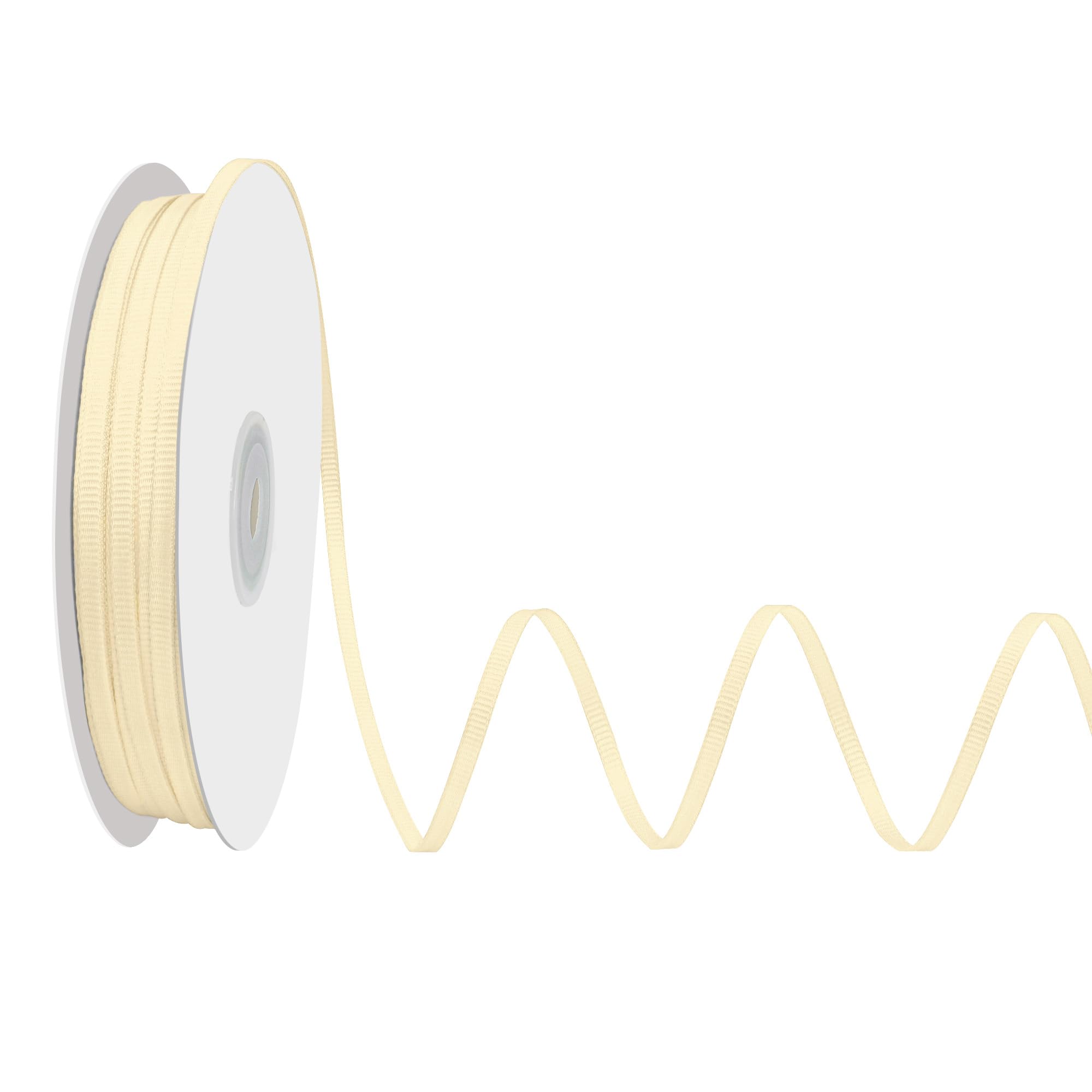 LoomJoyz Double Sides Cream Grosgrain Ribbon 3mm×91 Meters Thin Ribbon Ideal for Gift Wrapping Sewing Hair Bow Flower Bouquet Art Crafts Weddings Floral Arrangements