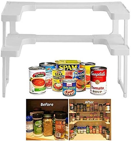 Spicy Shelf Counter Organizer,Bathroom Organizer,2 Layers Adjustable Rack for Cabinet Storage Kitchen Spice Shelf Cabinet Cupboard