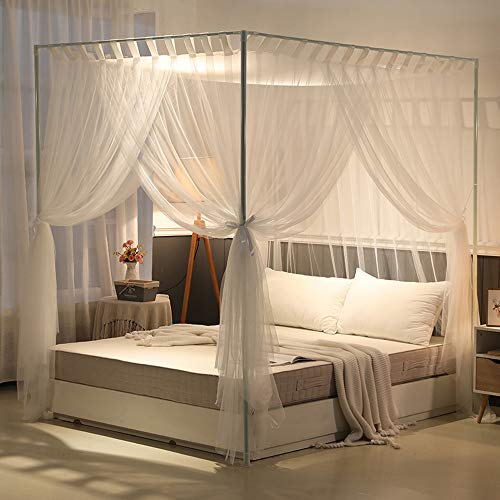 Mengersi Simple 4 Corners Post Curtain Bed Canopy Bed Frame Canopies