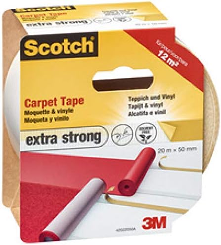 Scotch 42022050 Carpet Adhesive Tape, 50 mm X 20 M, White, all grey, 20m x 50mm - Image 3