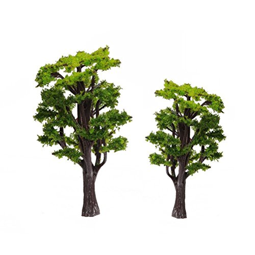 WINOMO 12pcs Model Trees Train Railways Architecture Landscape Scenery Scale 1:50 (Green)