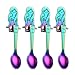 BingGoGo Stainless Steel Mermaid Spoons for Coffee Tea Dessert Drink Mixing Milkshake Spoon Tableware,Pack of 4 (Rainbow)