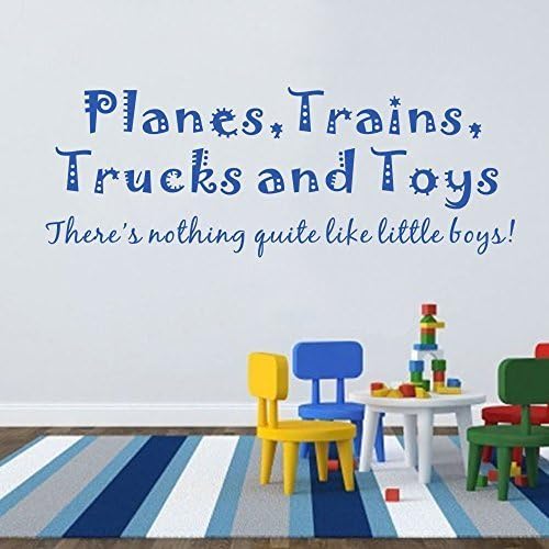 Planes, Trains, Trucks and Toys.There's Nothing Quite Like Little Boys Vinyl Wall Decal(Dark Brown, 8'' x22'').