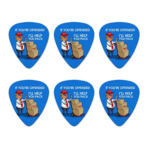 Trump Offended Help You Pack Republican Funny Novelty Guitar Picks Medium Gauge - Set of 6