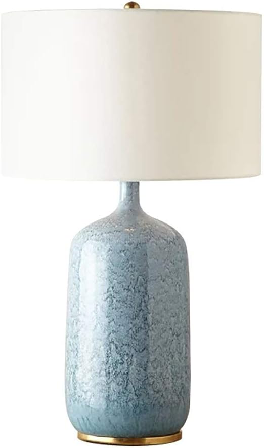 Stylish Blue Ceramic Table Lamp, Bedroom Bedside Lamp, Modern