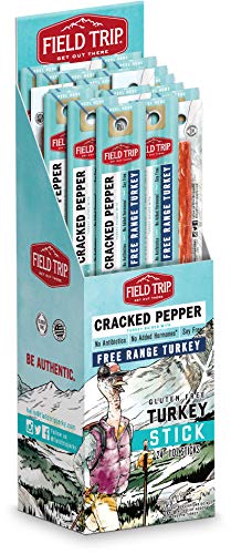 Field Trip Turkey Jerky Sticks | Keto Gluten Free Jerky, Low Carb, Healthy High Protein Snacks With No Nitrates, Made With All Natural Ingredients | Cracked Pepper | 1oz, 24 Pack