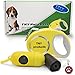 TNY-products Retractable Dog Leash W/ Break and Lock Button - 16 Feet Extendable Tape - Fit for Small/Medium Dogs - Easy To Use - Bag Dispenser Plus Extra Waste Roll and a Dog Tag Attached(Yellow)