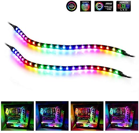 RGB Led Strip, Speclux PC Light Strip with Magnet & Double-Faced Adhesive, 35cm, 5V 3pin ADD RGB, Compatiable with Asus Aura, Asrock RGB Led, Gigabyte RGB Fusion, MSI Mystic Light