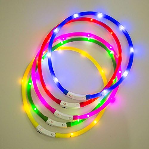 LED Dog Collar, Megipet USB Rechargeable Waterproof Safety Pet Dog Collar Light One Size Fits All (yellow)