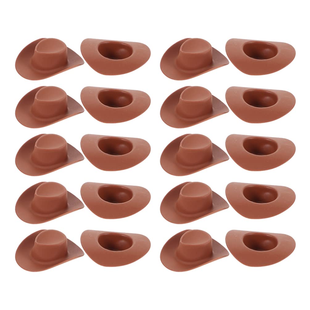 Pack of 40 Mini Hat Cute Western Cowgirl Hat Miniature Brown Hats Doll Hat Presentation Toy Dollhouse Decoration DIY Craft Doll Dressing Accessories
