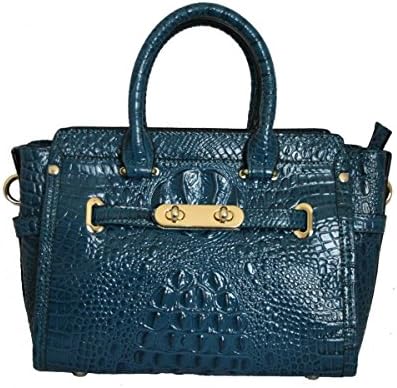FIORI EE0021 NavyBlue Genuine Crocodile Pattern Cow Leather Handbag.
