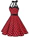 DRESSTELLS Women 50s Dress Vintage Cocktail Halter Dresses 1950s Rockabilly Audrey Hepburn Dress for Prom Bridesmaid Party Homecoming Red Black Dot L
