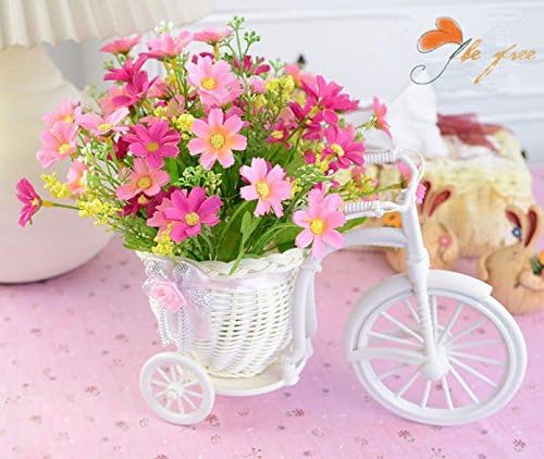 Upxiang Large Rattan Tricycle Bike Flower Basket Vase Storage Party Decor B