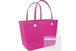 Uwyriwooq Beach Tote Bag for Women, Rubber Beach Bag Waterproof Sandproof, Extra Large EVA Tote Bag Boat Bag