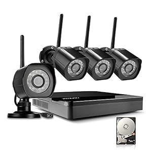 Image of Zmodo 4 Channel NVR 720p HD Wireless Outdoor Home Video Security Cameras System 1TB Hard Drive