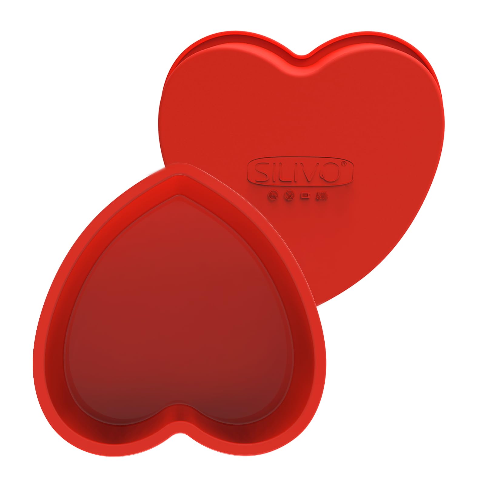 SILIVO Silicone Heart Shaped Cake Tin, 9 inch 2-Pack Love Heart Cake Tins for Baking, Nonstick Heart Shaped Mould for Afternoon Tea, Valentine's Day & Mothering Sunday