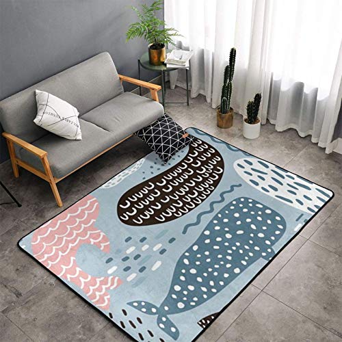 Seal Whale Octopus Fish Modern Casual Area Rugs for Living Room Bedroom Carpet Thick Soft Large Flannel Mats Easy to Clean Stain 60 X 39 Inches