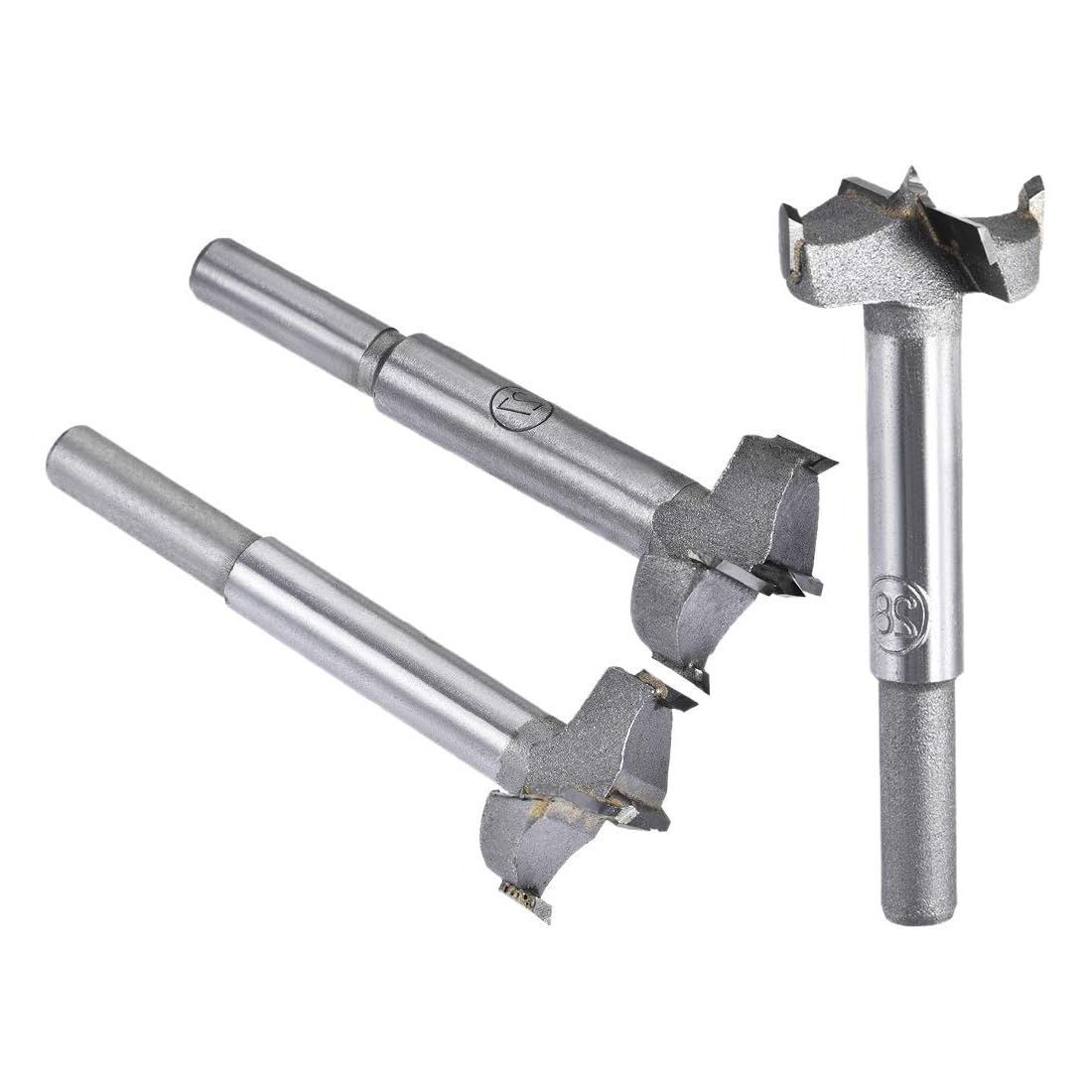 MACHSWON 3 PCS Forstner Drill Bits Tungsten Carbide Wood Hole Saw Opener Drill Bit 26mm+27mm+28mm Woodworking Drilling Boring Bit Cutter