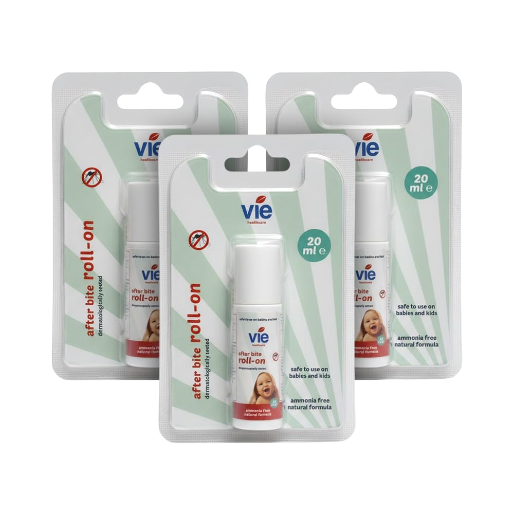 VIE Healthcare Afterbite Roll-on, 20 ml (Pack of 3) | Fast Mosquito & Insect Bite Relief | Anti-Itch Treatment for Bug Bites | Natural Formulation | Safe for Babies & Kids | Travel-Friendly