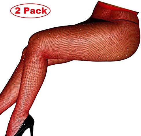 Women's Rhinestone Fishnets Fishnet Stockings 2 Pairs Festival Glitter Tights Sparkle Stockings