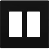 LIDER Decorator Switch Cover, Screwless Wall Plate, Matte Black | Mid-Size 2-Gang 4.88" x 4.92, Polycarbonate Thermoplastic, Heat Resistant, Easy Replacement, UL Listed