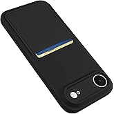 Karrint Design for iPhone Air Case with Card Holder for Women Men Soft Liquid Silicone Cover [Microfiber Lining] Full Camera Protection Shockproof Slim for iPhone Air Case Wallet Black