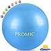 PROMIC Exercise Ball (65 cm) with Foot Pump, Professional Grade Anti Burst & Slip Resistant Stability Balance Yoga Ball for Yoga, Workout, Cardio Drumming, Classroom, Work Ball Chair (Blue)