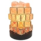 HimalAire Natural Pink Himalayan Salt Lamp - Authentic Organic Crystal Rocks, Modern Dimmable Switch With Wood Base, Air Purifying For Office, Bedroom, Nightlight - Extra Bulb, UL Approved Cord