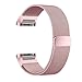 UMTELE for Fitbit Charge 2 Band, Milanese Loop Stainless Steel Metal Bracelet Strap with Unique Magnet Lock, No Buckle Needed for Fitbit Charge 2 HR Fitness Tracker Pink Gold Large