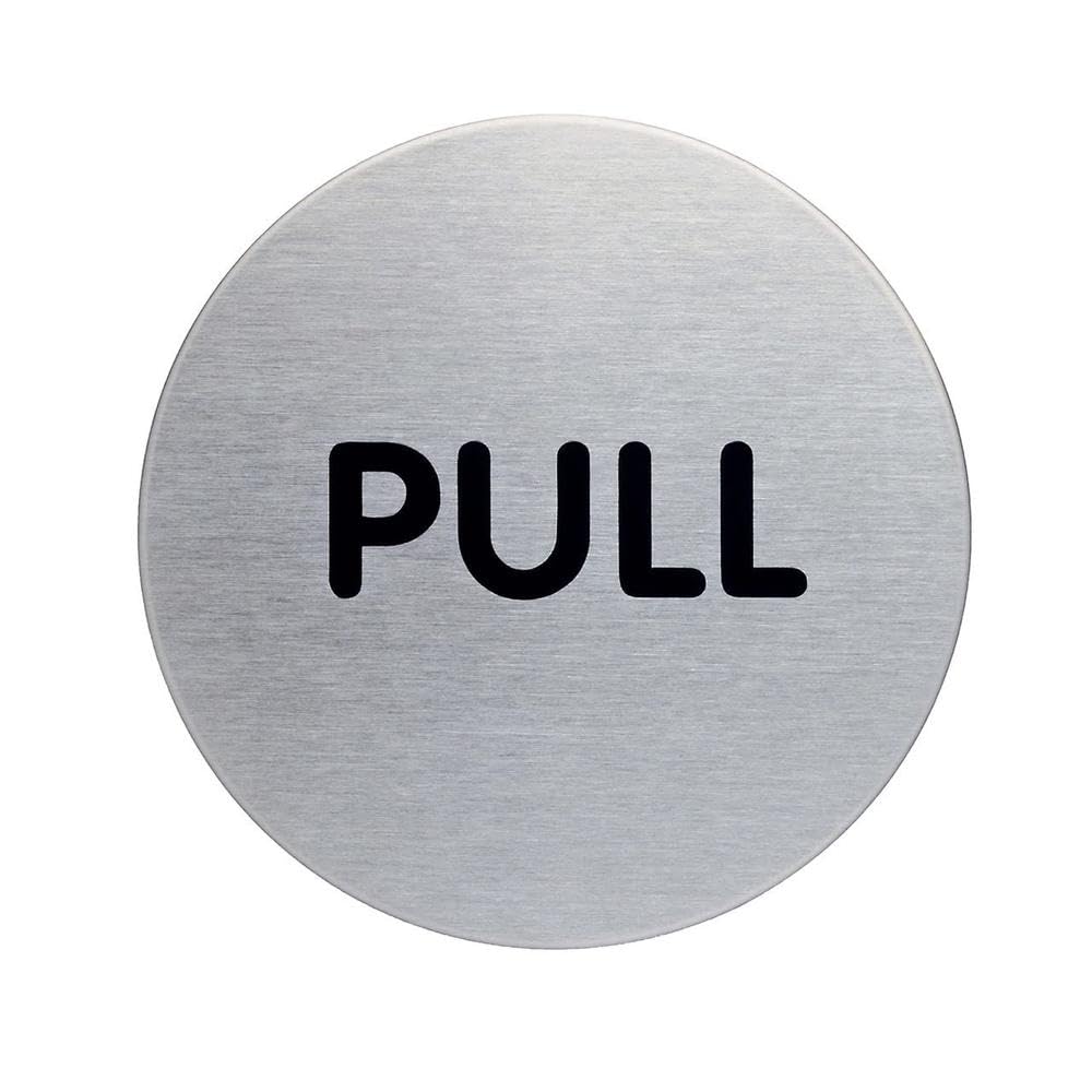 Durable Pictogram Door Sign "Pull" | 65 mm | Made from Stainless Steel | Self-Adhesive Attachment | Ideal for Schools, Hotels, Offices, etc.