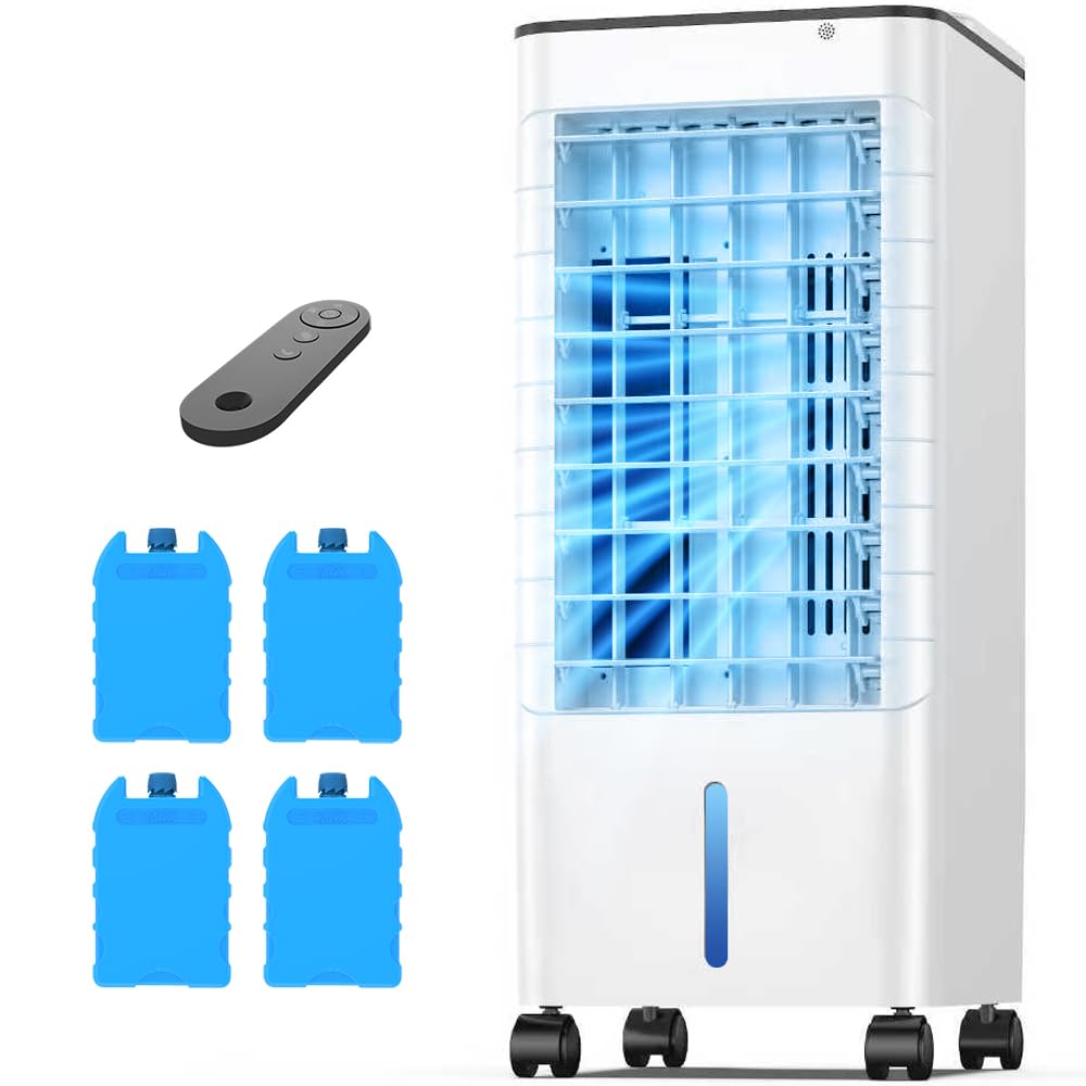 Photo 1 of Windowless Portable Air Conditoners, 12H Timer &1.16Gal Tank, 45° Oscillation, 3-IN-1 Portable AC with Remote, 3 Modes 3 Speeds, Fast Cooling Quiet Ventless Swamp Cooler for Home, 3 Ice Packs, White