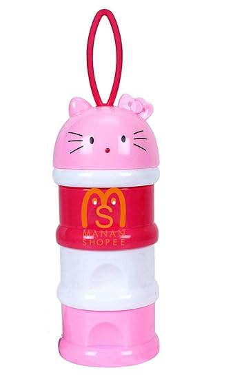 Manan Shopee Plastic Eco Friendly BPA-Free 3 Layers Powder Baby Food Storage Container Multi Storage Portable Spill Proof Tiffin Box, Snack Container (Multicolor)
