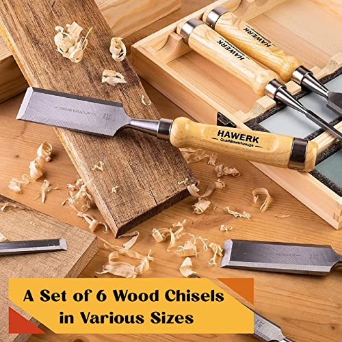 HAWERK Wood Chisel Sets Wood Carving Chisels with Premium Wooden Case