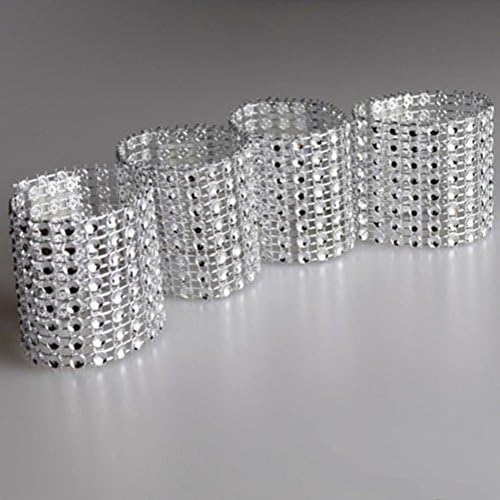 Hapwedding Rhinestone Napkin Rings for Wedding,Party and Festival Decoration(Silver,100PCS)