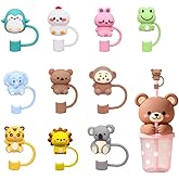 10pcs Silicone Straw Cover Cap Cute Animal Straw Topper In Various Shapes Reusable Straws Tip Covers For 10mm Straws
