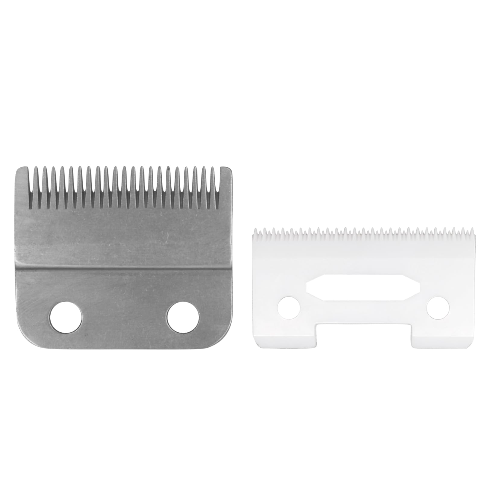 AIRERA Professional 2-Hole Replacement Blades Set #2161, 1 Carbon Steel Fixed Blade, 1 Ceramic Moving Blade, Compatible w/ 5 Star Series Cordless Magic Clip Hair Clippers(Silver)