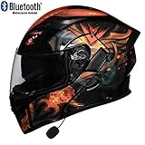 TKTTBD Bluetooth Integrated Motorcycle Helmets,Full