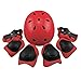 Kids Sports Knees Elbows Wrists Head Support Protection Helmet Set for Unisex Children Toddler Extreme Sports Youth Roller Bicycle BMX Bike Skateboard Hoverboard Protector Guards Pads -7 Pcs (Red)