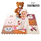 Zoeshare 9 Piece Kids Extra Thick Puzzle Play Mat with Foam, Little Cutie