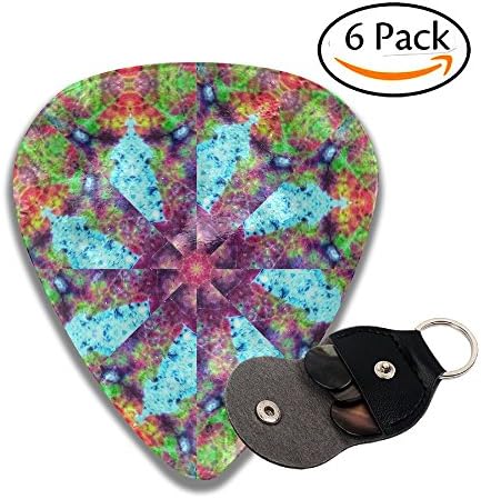 Guitar Picks Plectrums 6-pack 0.46mm / 0.71mm / 0.96mm Kaleidoscope Trippy Acid Psychedelic Stylish Celluloid Bass Ukulele