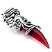 INBLUE Dragon Wolf Tooth Pendant for Men Women Stainless Steel Cool Necklaces Simulate Crystal Gemstone Boyfriend Gifts Jewelry with 23 Inches Chain (Wolf, Red)