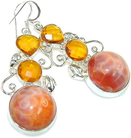 Mexican Fire Agate Women 925 Sterling Silver Earrings - FREE GIFT BOX