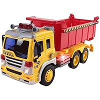 AMPERSAND SHOPS Power Builder Dump Truck Toy with Lights and Sound Friction Powered 1:16 Scale