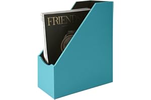 UnionBasic Magazine File Holder, Leatherette Desktop Document Organizer, Home Office Paper Holder File Storage Literature Sorter, Peacock Blue