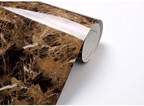 Marble Look Contact Paper Film (Brown, 24 X 78.7 Roll, High Glossy) Granite Effect Vinyl Self Adhesive Peel-stick Brown Counter Top by VBS