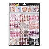 Franterd Full Cover Nails, Acrylicfull Cover False Nail art - French Designtips -144PCS (B)