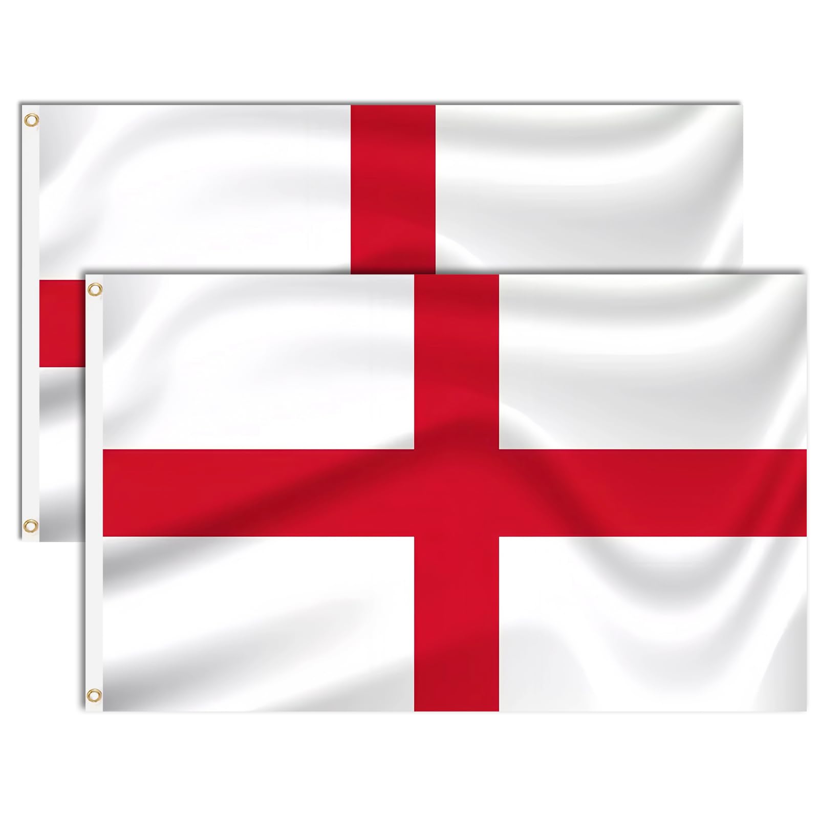 Brelet 2-Piece St Georges Cross Flag 5x3ft With Eyelets - Bright Colours for Euros Football Decorations