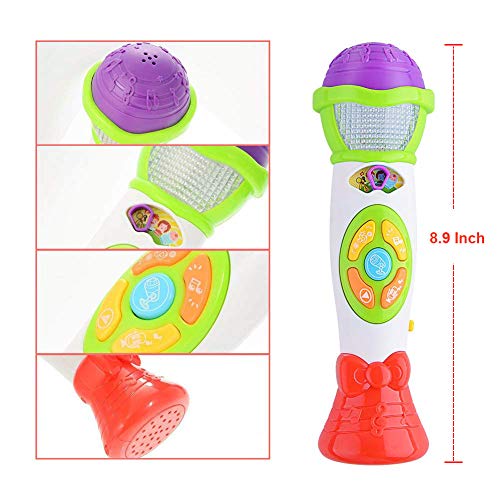 ThinkMax Kids Microphone Toy, Voice Changing and Recording Microphone with Colorful Light Musical Toys (Green) - Thumbnail 4